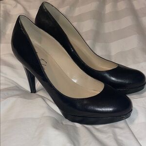 Marc Fisher Black Leather Heels with Rounded Toe
